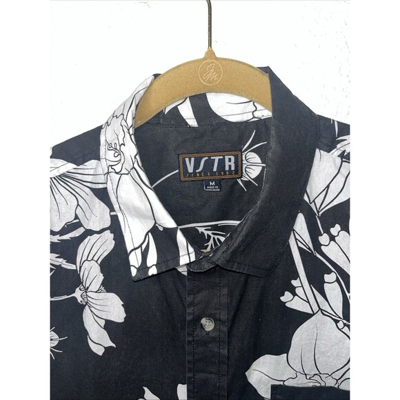 VSTR Button Down Hawaiian Shirt Men Sz Med. Black/White - Picture 8 of 9